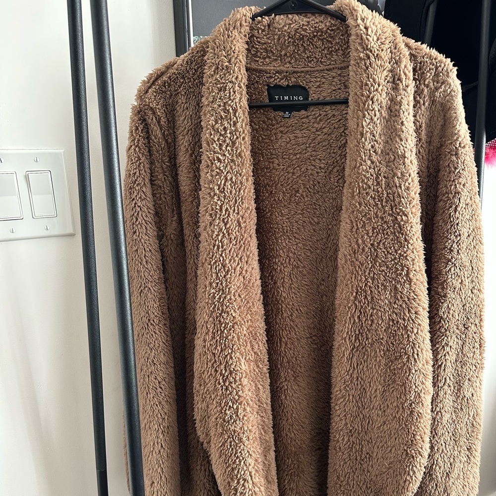 Timing Cozy Teddy Jacket in Camel Brown